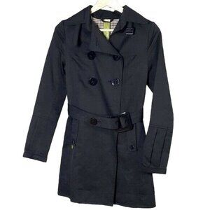 Söia & Kyo Short Trench Coat Black XS DoubleBreast Convertible Collar Lined